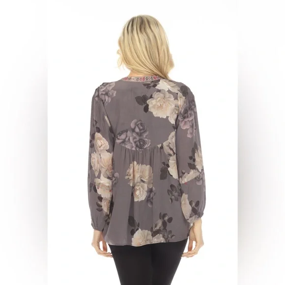Johnny Was Workshop Paris Effortless Silk Floral Blouse